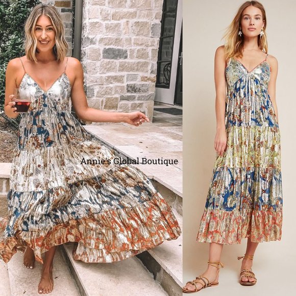RARE NWT ANTHROPOLOGIE Verb Echo Tiered Maxi Dress - Picture 2 of 16